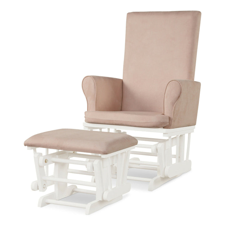 Glider and Ottoman Cushion Set Wooden Baby Nursery Rocking Chair Image 5