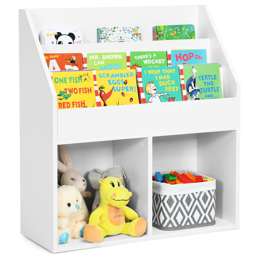 Kids Wooden Bookshelf Bookcase Children Toy Storage Cabinet Organizer Image 1