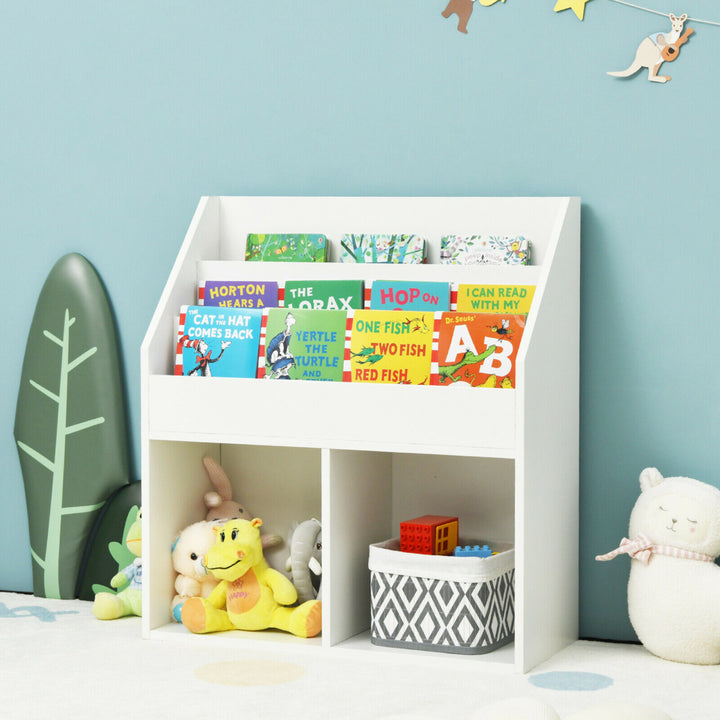 Kids Wooden Bookshelf Bookcase Children Toy Storage Cabinet Organizer Image 4