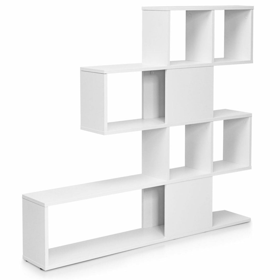 5-Tier Bookshelf Corner Ladder Bookcase Display Storage Rack White Image 1