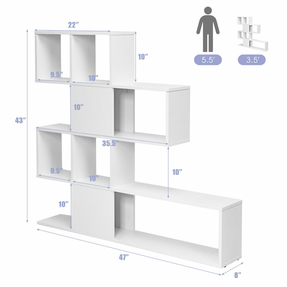 5-Tier Bookshelf Corner Ladder Bookcase Display Storage Rack White Image 2