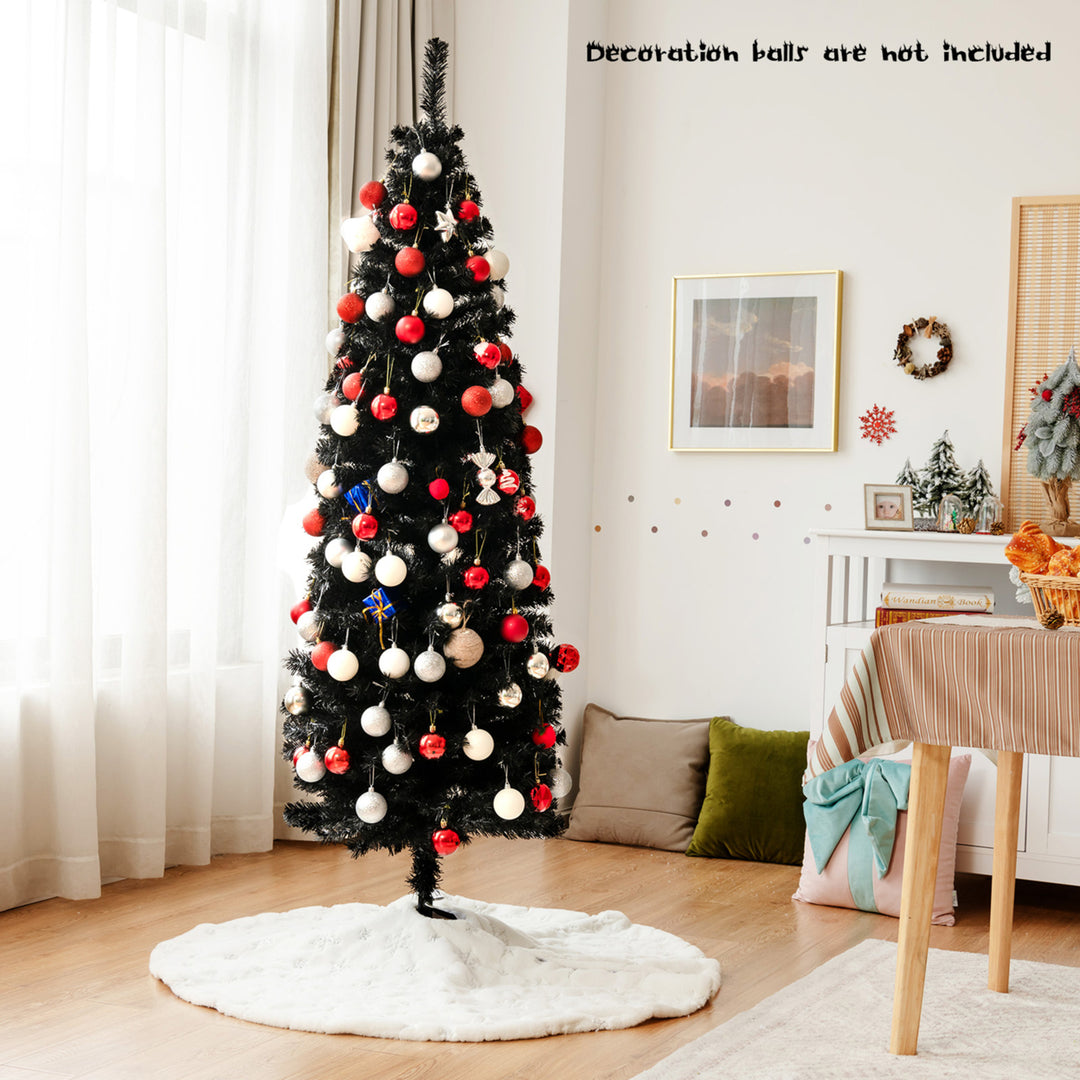 6FT Unlit Black Artificial Pencil Tree Christmas Tree w/ 520 PVC Branch Tips Image 3