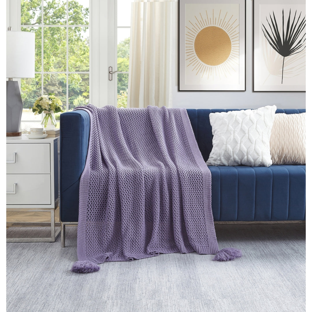 Maryjane Throw-Wool-like-4 Corner Tassel-Cozy Image 2