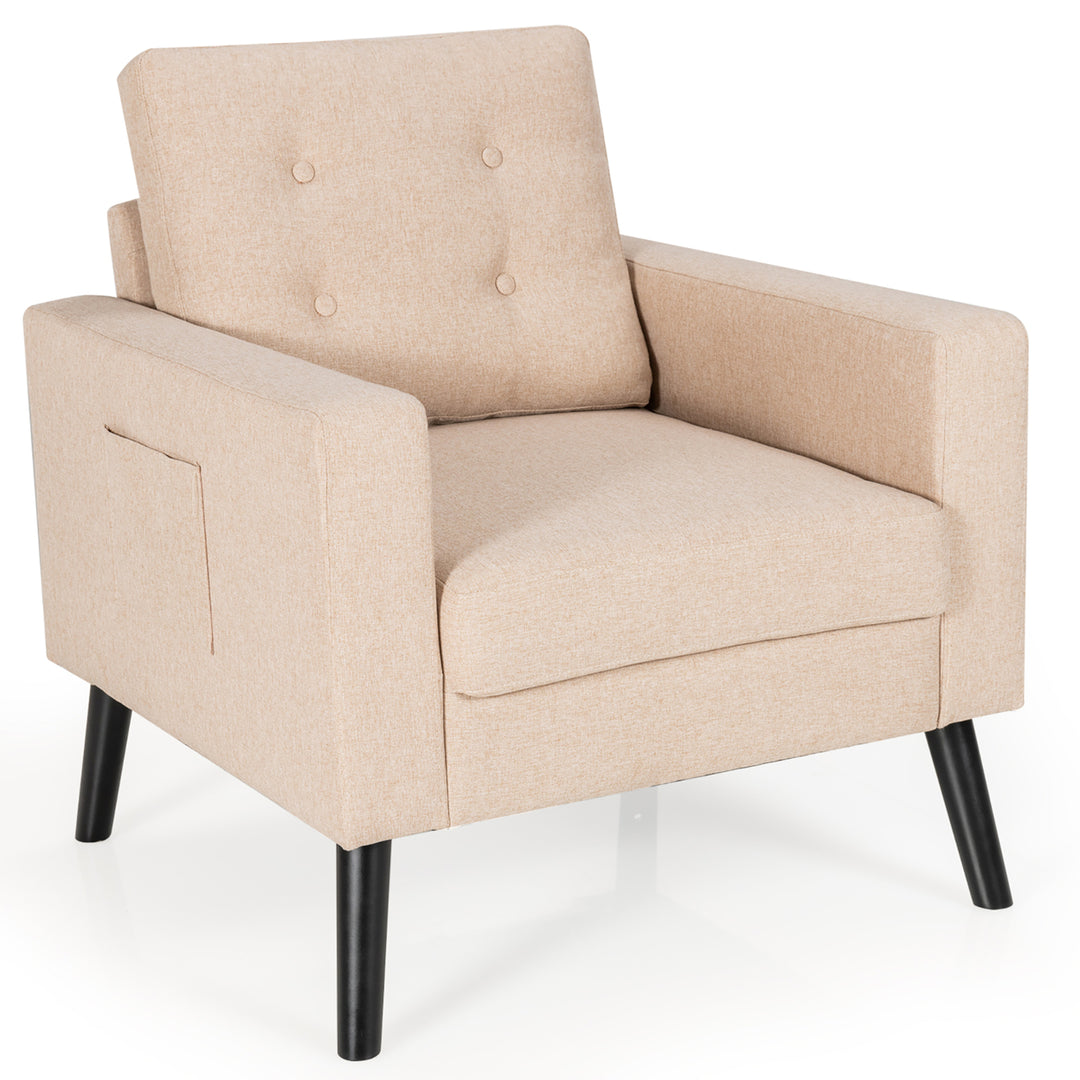 Modern Accent Armchair Upholstered Single Sofa Chair w/ 2-Side Pockets Navy\Beige\Grey Image 1