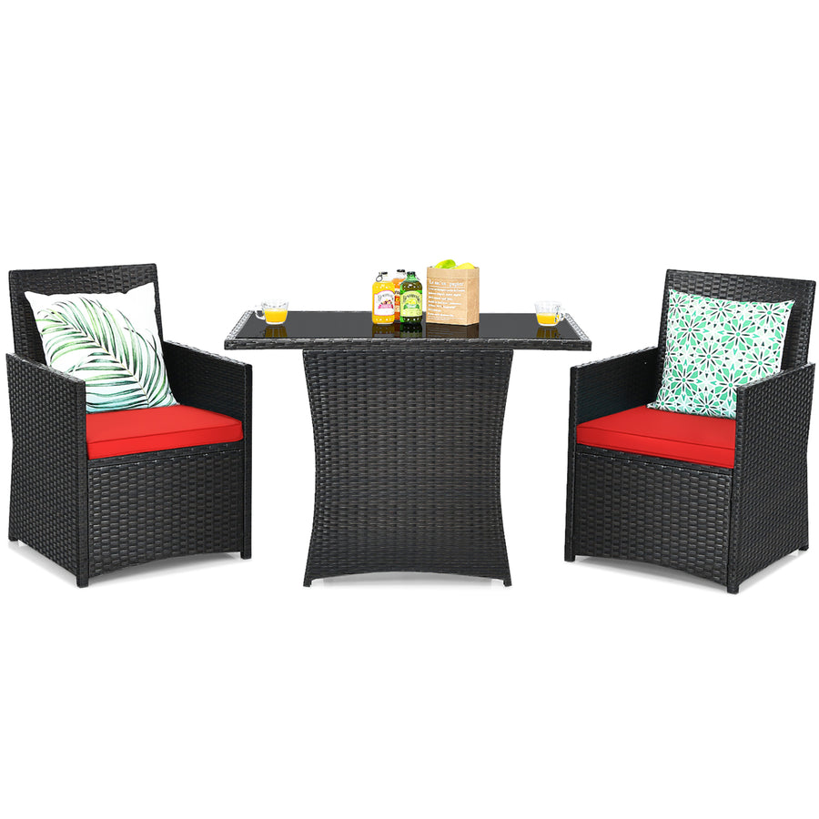 Costway 3PCS Patio Rattan Furniture Set Cushion Sofa Armrest Garden Deck Image 1