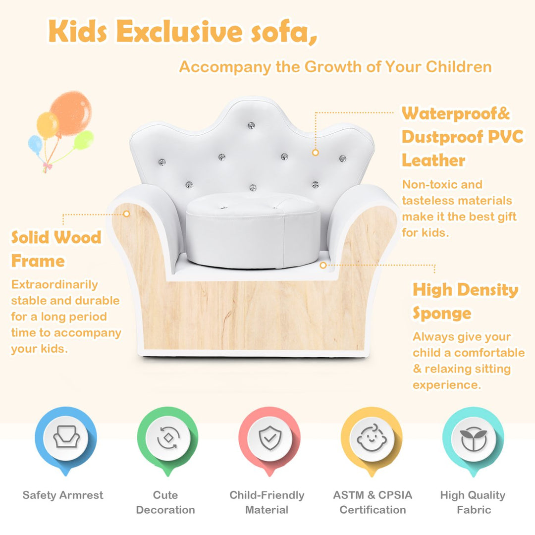 Kids Sofa Toddler Couch Princess Armchair Children Gift w/ Ottoman Image 5