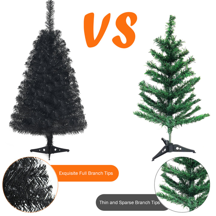 3ft Unlit Artificial Christmas Halloween Mini Tree Black w/Plastic Stand Image 9