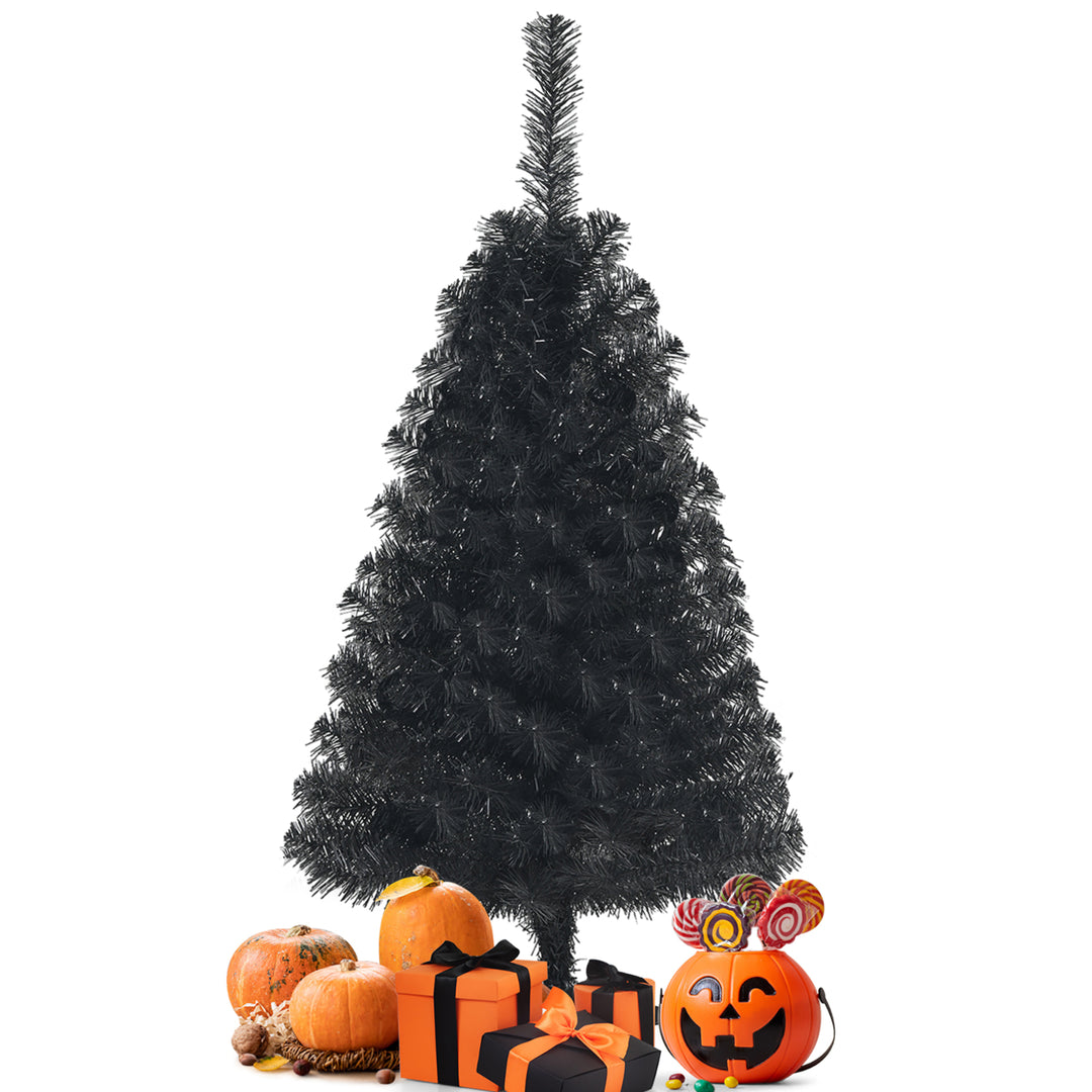 3ft Unlit Artificial Christmas Halloween Mini Tree Black w/Plastic Stand Image 10