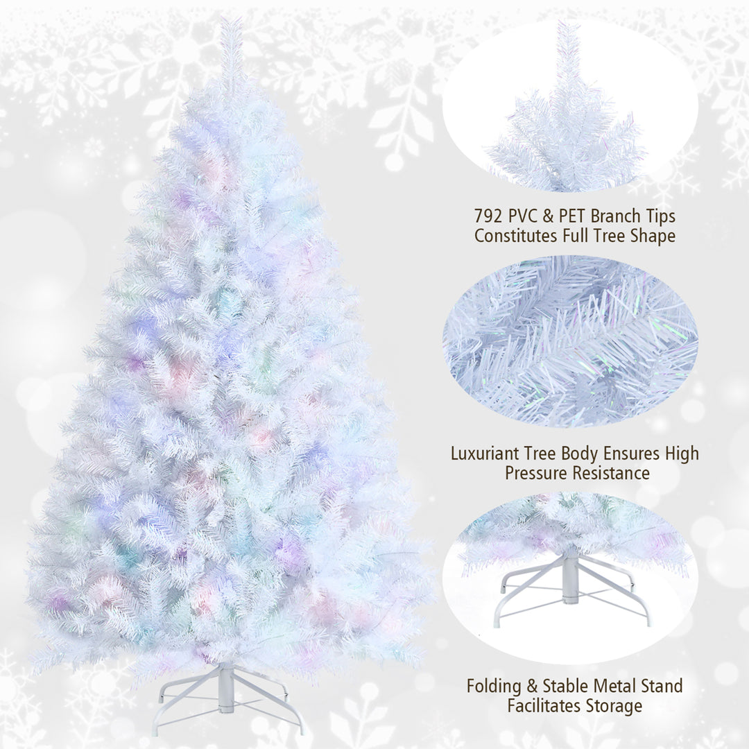 6ft White Iridescent Tinsel Artificial Christmas Tree w/ 792 Branch Tips Image 9