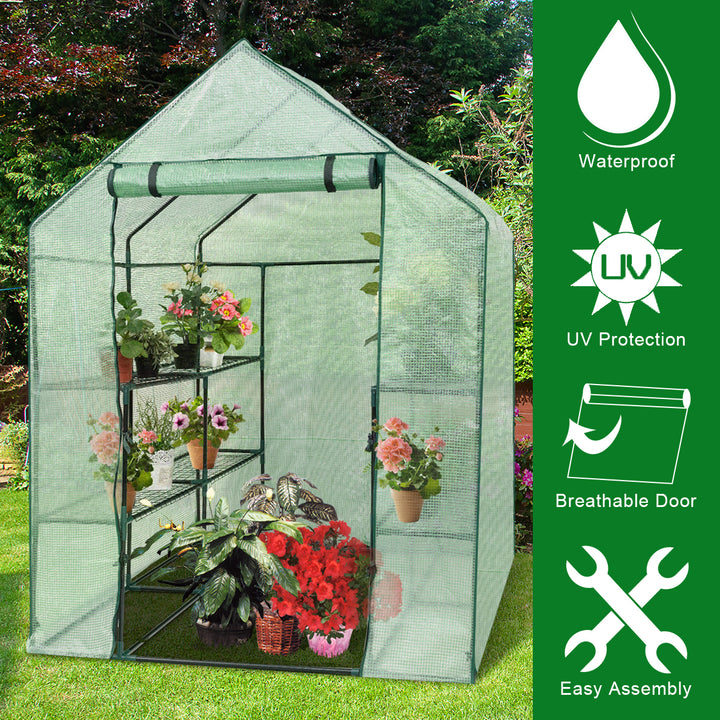 Portable Mini Walk In Outdoor 2 Tier 8 Shelves Greenhouse Image 5