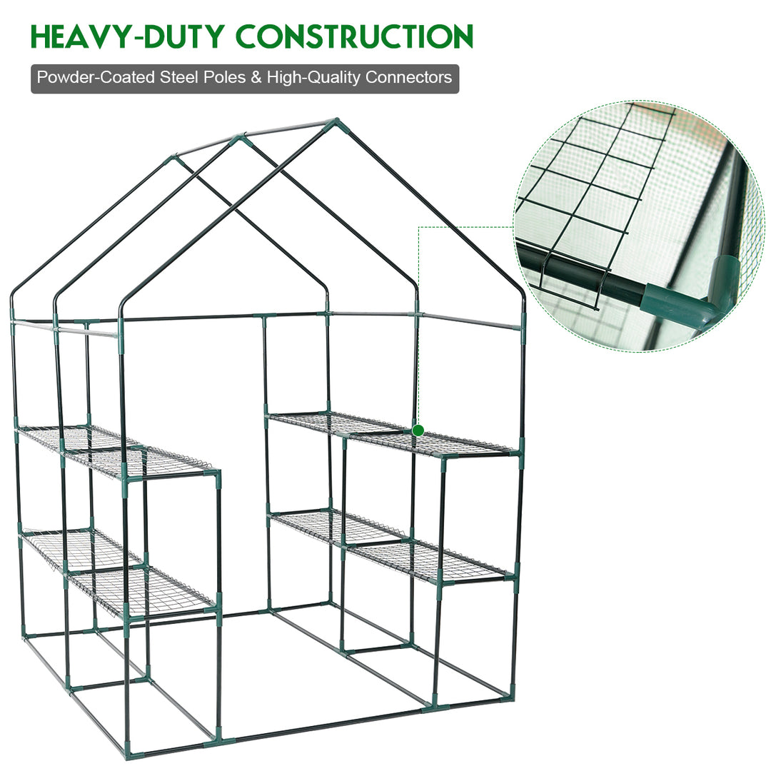 Portable Mini Walk In Outdoor 2 Tier 8 Shelves Greenhouse Image 7