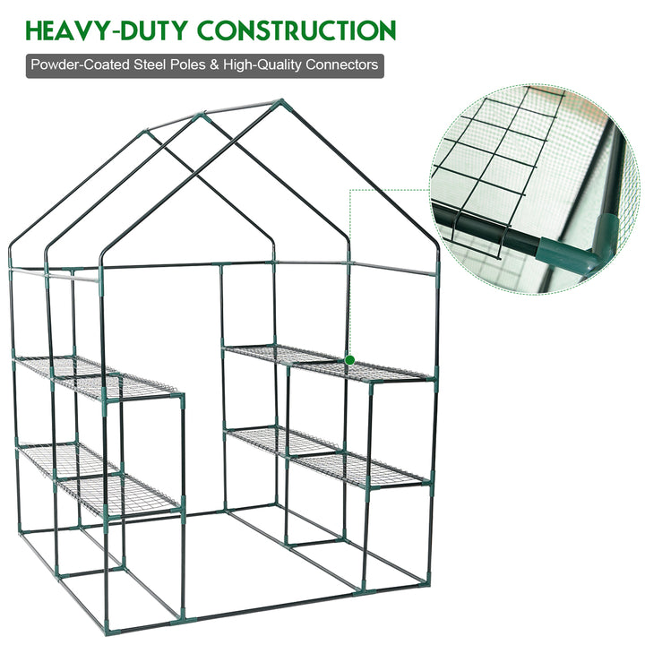 Portable Mini Walk In Outdoor 2 Tier 8 Shelves Greenhouse Image 7