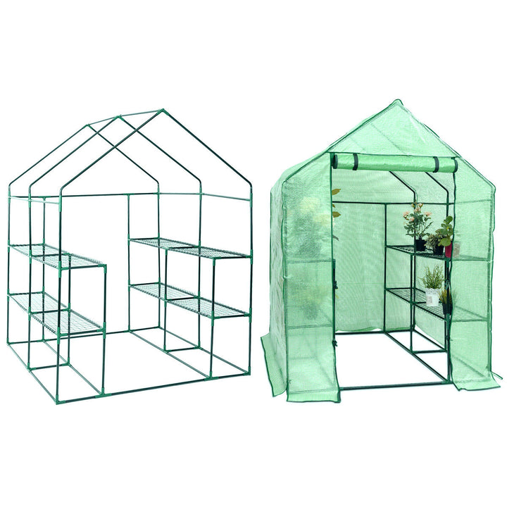 Portable Mini Walk In Outdoor 2 Tier 8 Shelves Greenhouse Image 9