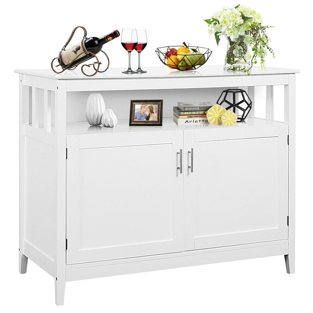 Modern Kitchen Storage Cabinet Buffet Server Table 36" Sideboard Dining Wood White Image 1