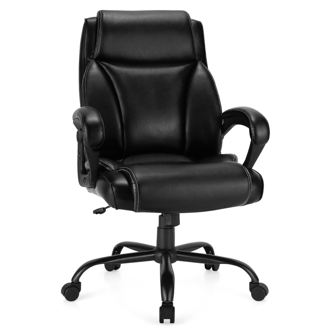 400 LBS Big and Tall Leather Office Chair Adjustable High Back Task Chair Image 1