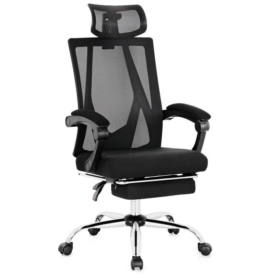 Mesh Office Chair Recliner Desk Chair Height Adjustable w/Footrest Black Image 1