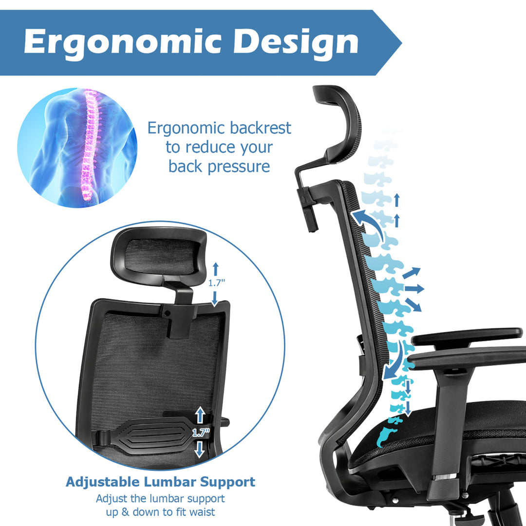 Office Chair Adjustable Mesh Computer Chair with Sliding Seat and Lumbar Support Image 5