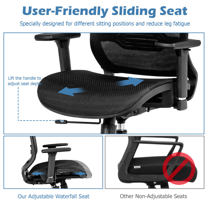 Office Chair Adjustable Mesh Computer Chair with Sliding Seat and Lumbar Support Image 7