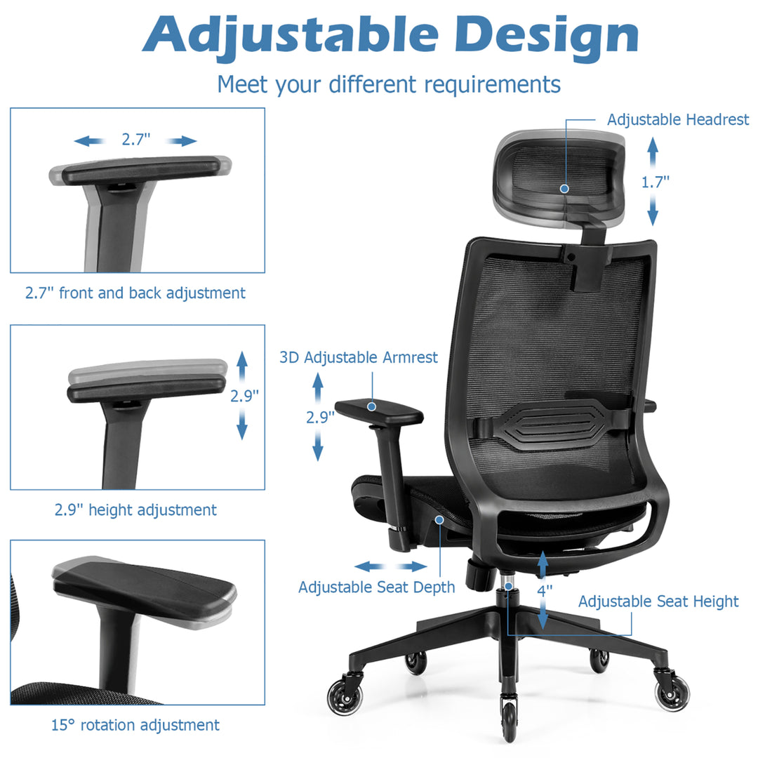 Office Chair Adjustable Mesh Computer Chair with Sliding Seat and Lumbar Support Image 10