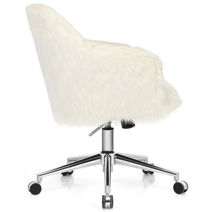 Synthetic Swivel Office Chair Adjustable Task Chair Fluffy Vanity Chair Image 10