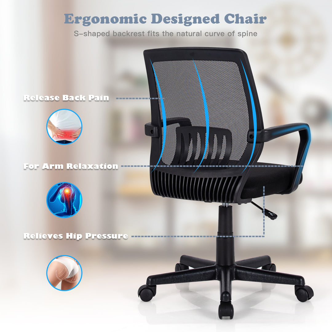 Mid-Back Mesh Chair Height Adjustable Executive Chair w/ Lumbar Support Image 6