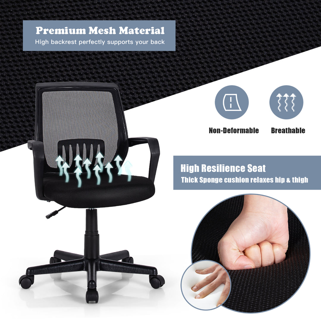 Mid-Back Mesh Chair Height Adjustable Executive Chair w/ Lumbar Support Image 9