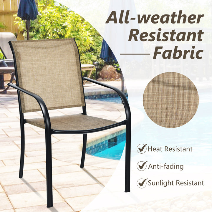 Set of 20 Patio Dining Chairs Stackable Armrest Backrest no Assembly Image 5