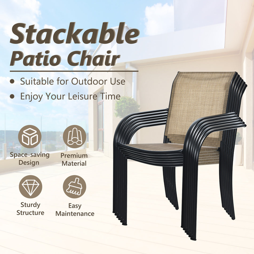 Set of 20 Patio Dining Chairs Stackable Armrest Backrest no Assembly Image 6