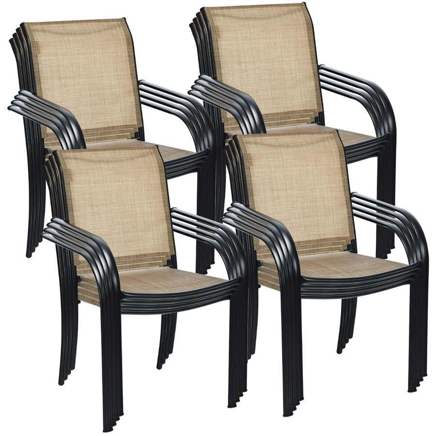 Set of 16 Patio Dining Chairs Stackable Armrest Backrest no Assembly Image 1