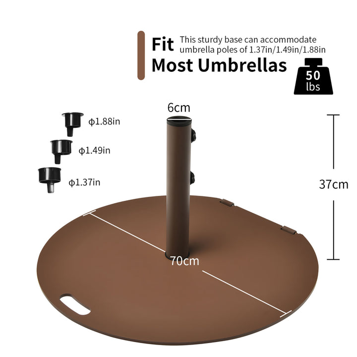 Patio 50LBS Umbrella Base Market Umbrella Stand Wheels Handle Brown Image 7