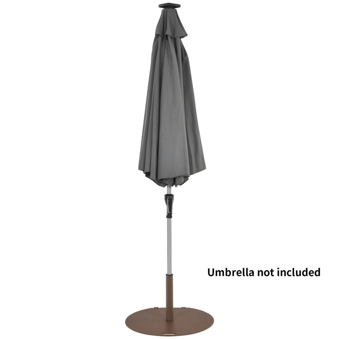 Patio 50LBS Umbrella Base Market Umbrella Stand Wheels Handle Brown Image 10