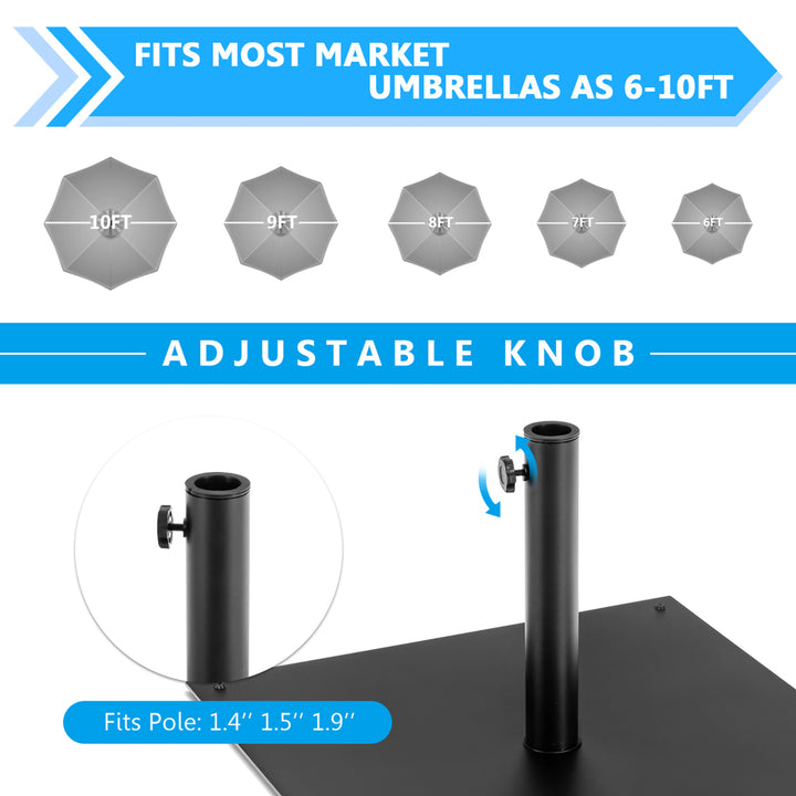 40 LBS Square Umbrella Base Stand Weighted Patio Market Umbrellas Black Image 8