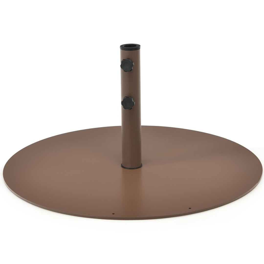 59LBS Patio Umbrella Base Round Umbrella Stand for Backyard Brown Image 9