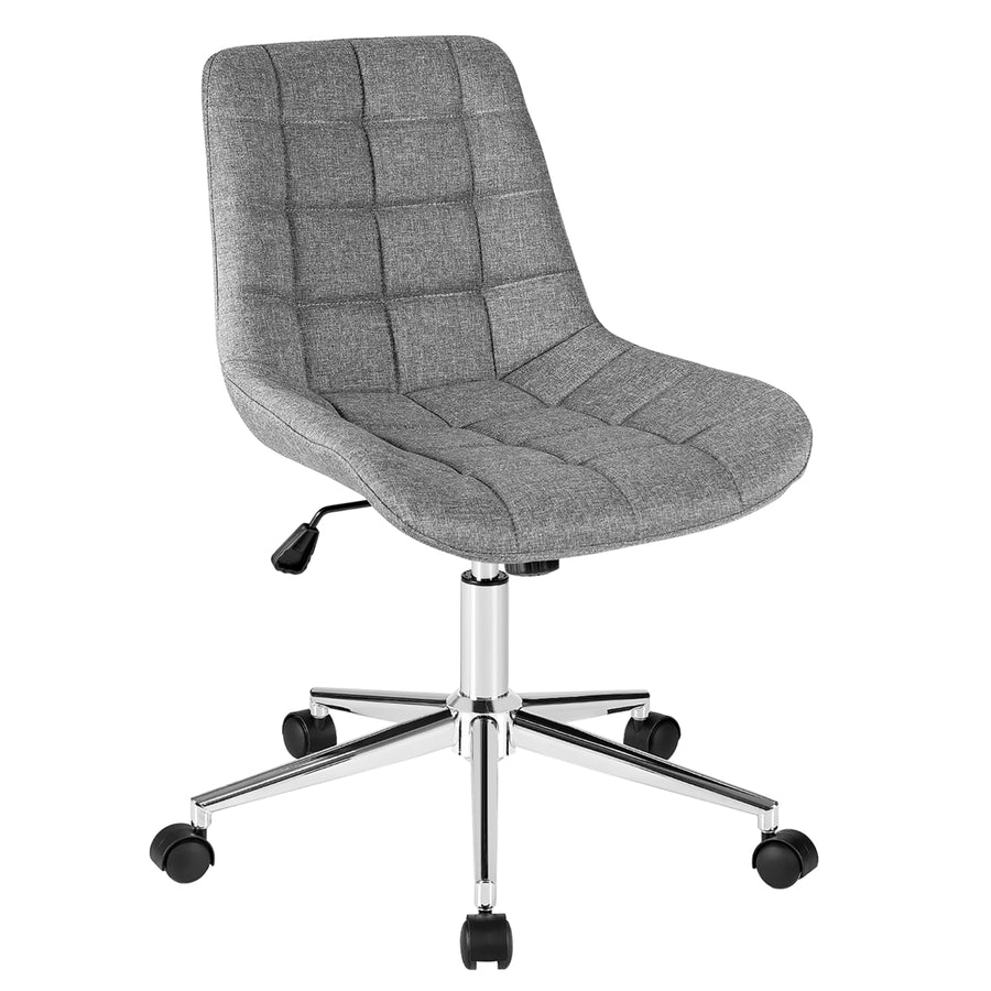 Mid Back Armless Office Chair Adjustable Swivel Fabric Task Desk Chair Image 1