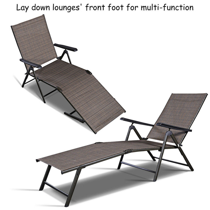 2PCS Pool Chaise Lounge Chair Recliner Outdoor Patio Furniture Adjustable Image 6