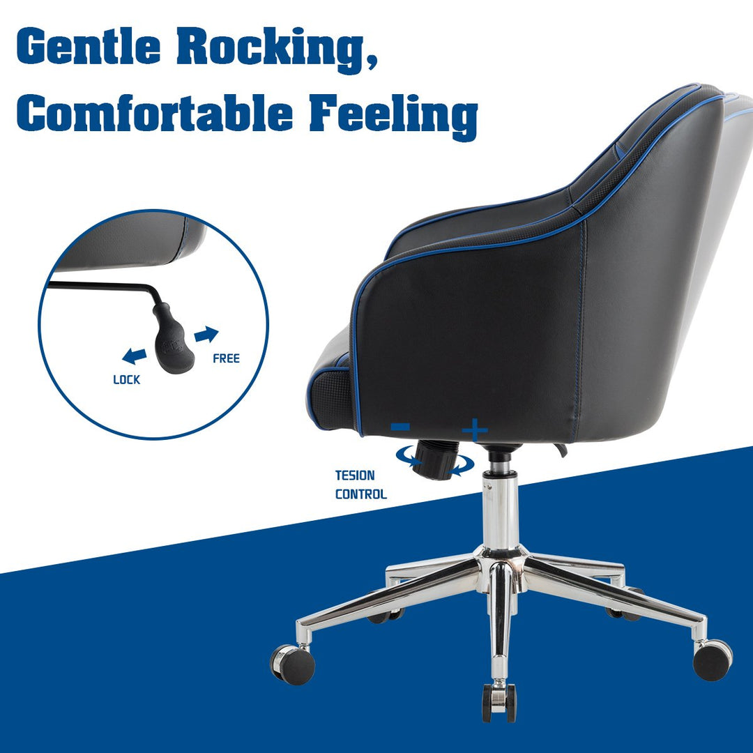 Office Chair Swivel Adjustable Height w/ Massage Lumbar Support Blue Image 8