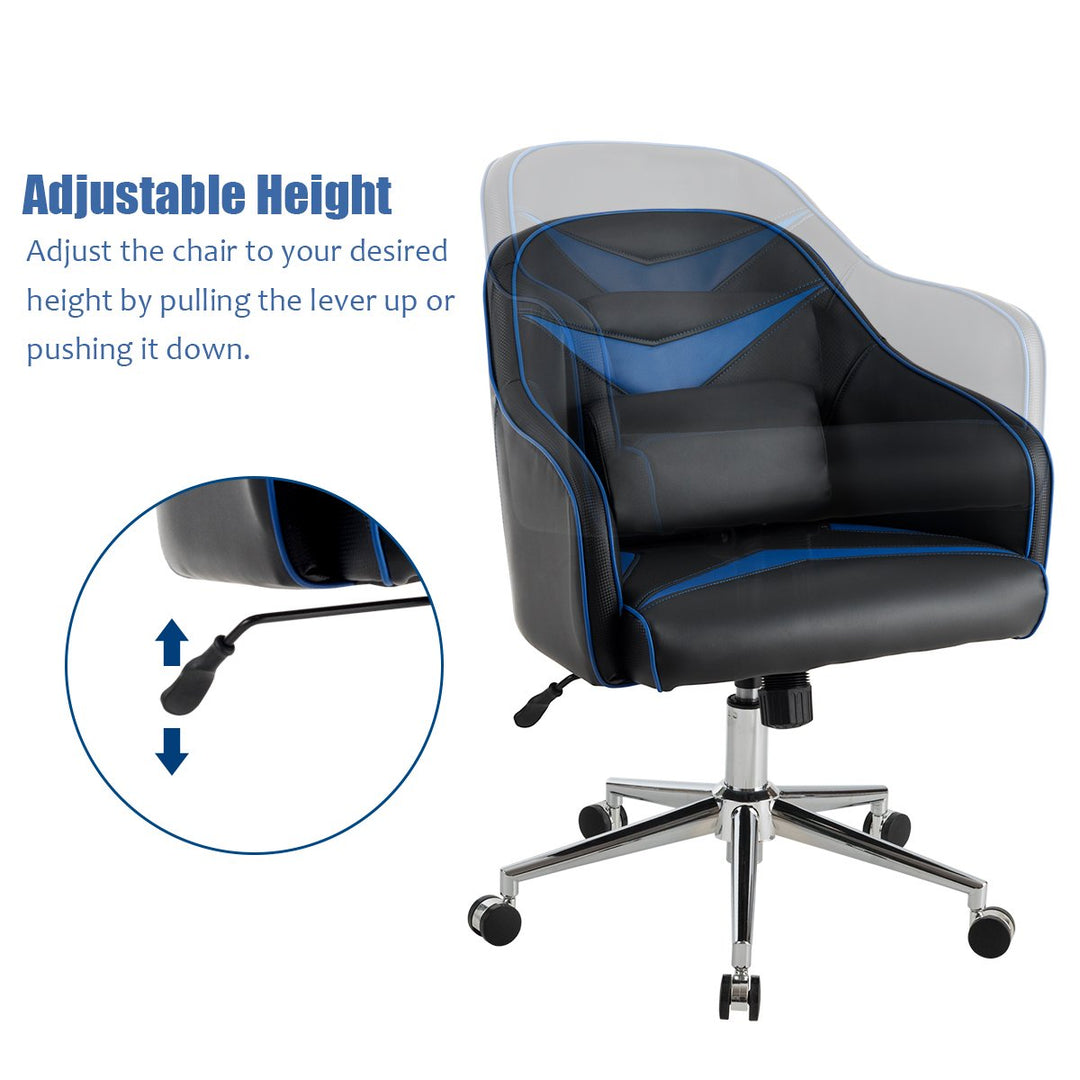 Office Chair Swivel Adjustable Height w/ Massage Lumbar Support Blue Image 9