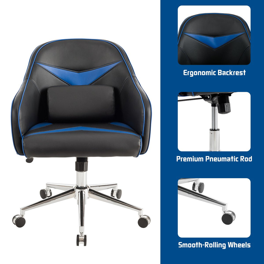 Office Chair Swivel Adjustable Height w/ Massage Lumbar Support Blue Image 10