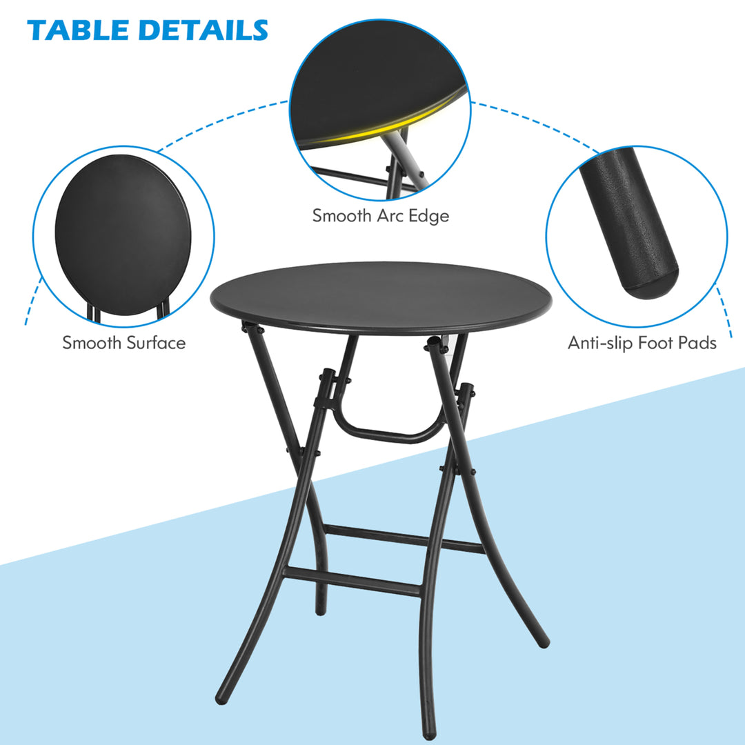 3PCS Patio Rattan Bistro Set Folding Table Chairs Garden Deck Image 9