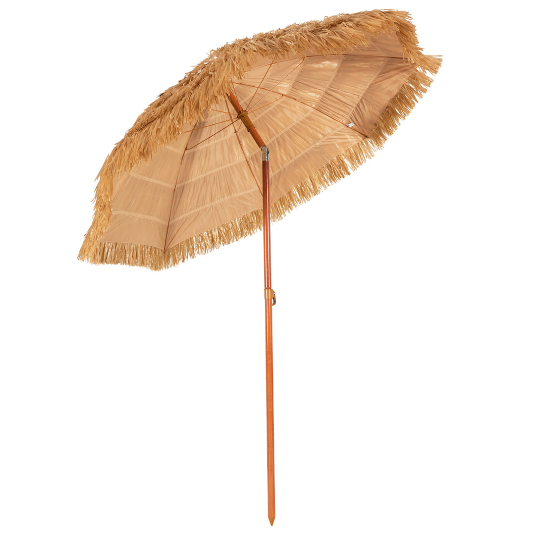 6.5 FT Thatched Beach Umbrella Tilt Tiki Hawaiian Patio Portable Image 10