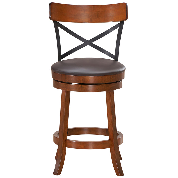 Set of 4 Bar Stools Swivel 25 Dining Bar Chairs with Rubber Wood Legs Image 10