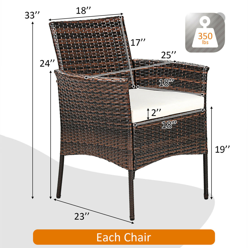 Patio 4PCS Rattan Arm Dining Chair Cushioned Sofa Furniture Brown Image 2