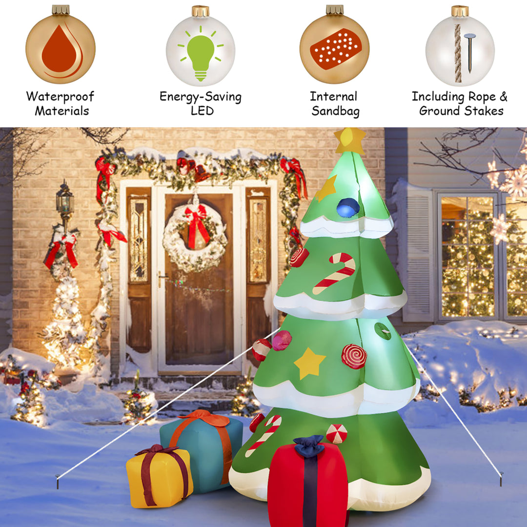 6 FT Inflatable Christmas Tree w/ Gift Boxes LED Bulbs Blow Up Yard Decoration Image 5