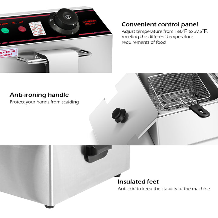 3400w Electric Countertop Deep Fryer Dual Tank Commercial Restaurant Steel Image 8