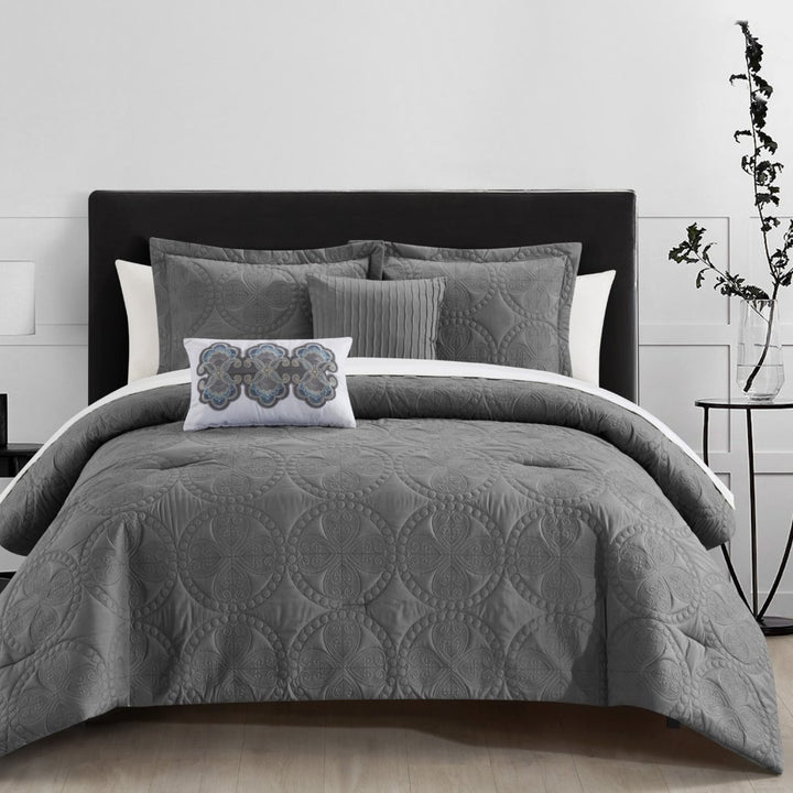 Abelia 5 or 9 Piece Comforter Set Embroidered Design Bedding Image 5