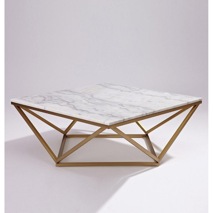 Celeste Marble Coffee Table White or Black Top Steel Base 91.5cm Square Image 4