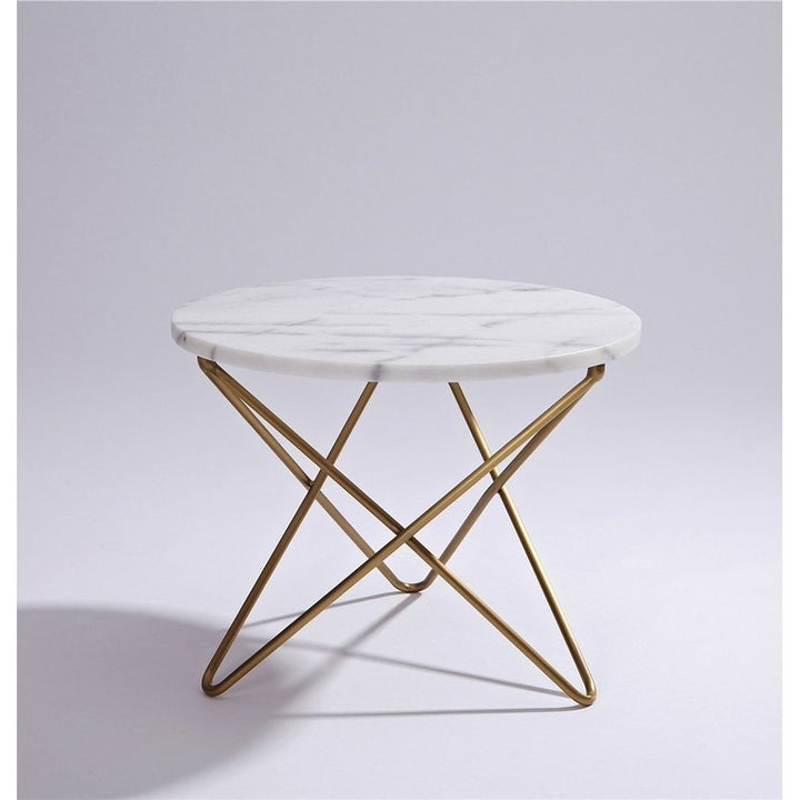 Manon Marble Coffee Side Table White Black Top Steel Base 45cm Diameter 37cm Height Image 4