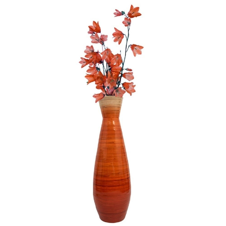 Uniquewise Classic Bamboo Floor Vase Handmade, For Dining, Living Room, Entryway, Fill Up With Dried Branches Or Flowers Image 1