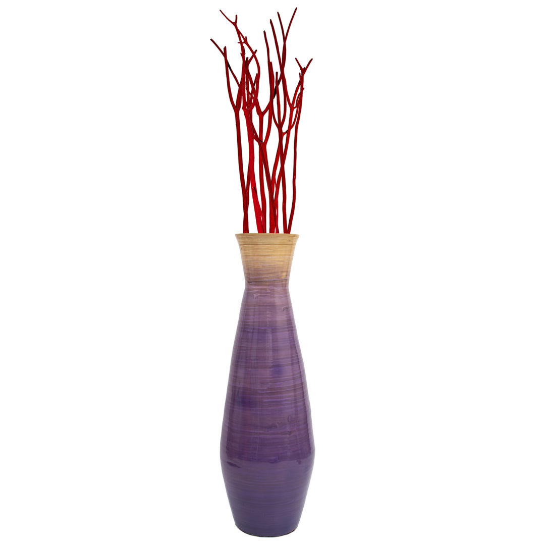 Uniquewise Classic Bamboo Floor Vase Handmade, For Dining, Living Room, Entryway, Fill Up With Dried Branches Or Flowers Image 4