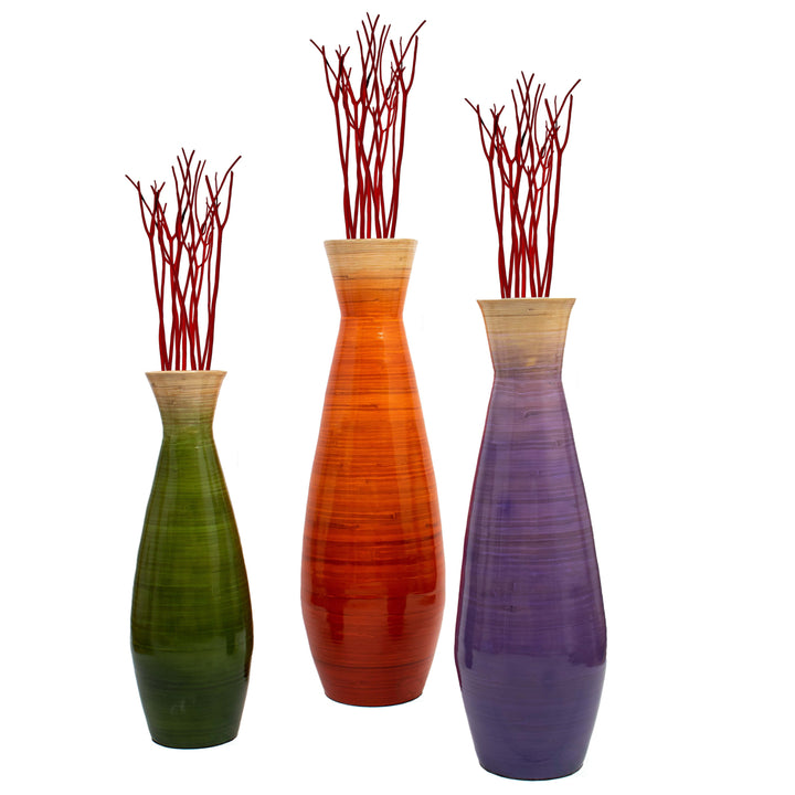 Uniquewise Classic Bamboo Floor Vase Handmade, For Dining, Living Room, Entryway, Fill Up With Dried Branches Or Flowers Image 5